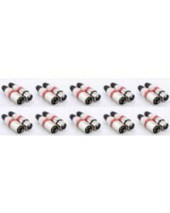 20PCS/LOT 3Pin Audio Microphone Cable Connector Male & Female MIC Red color 
