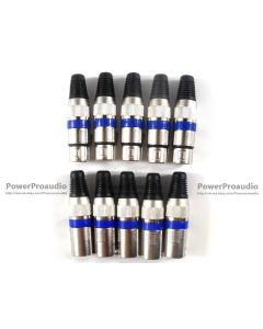 10PCS/LOT 3Pin Audio Microphone Cable Connector Male & Female MIC Blue 