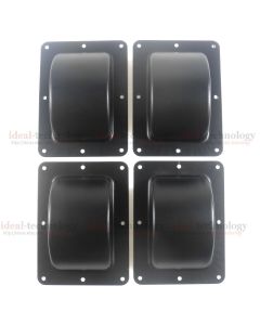 4 Pcs Recessed Black Castor Dish 6" x 4" to Fit 3" or 4" Wheels For ATA Cases